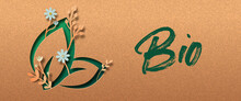 Green Bio Leaf Paper Cut Nature Symbol Banner