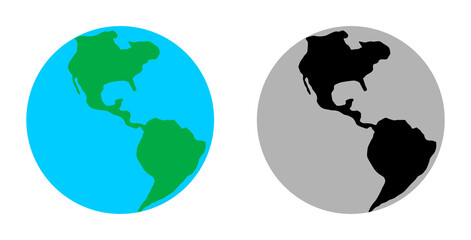  Set of Earth World Globe Icons. Vector Image.