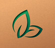 Green paper cut nature leaf icon concept isolated