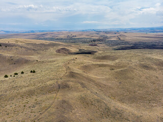aerial panorama of crates of high desert of diamond crates area of malheur national wildlife refuge,