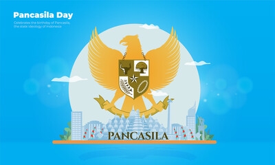 Wall Mural - Indonesian landmark with Garuda symbol for celebrate of Pancasila day