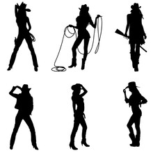 Silhouette Of Cowgirl Standing Pose
