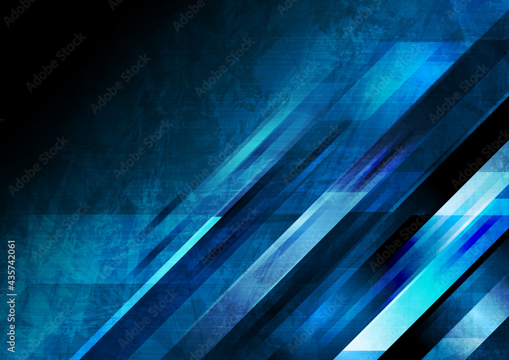 Dark blue grunge tech geometric abstract background. Vector graphic design - obrazy, fototapety, plakaty 