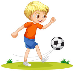 Sticker - A boy cartoon character playing football