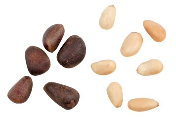 Wall Mural - Pine nuts isolated on a white background, top view