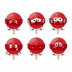 Sticker - Red lolipop cartoon character with sad expression