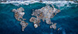 © Parilov - Concept environmental with plastic pollution ocean and human waste. Continents earth are made up of garbage, surrounded by water