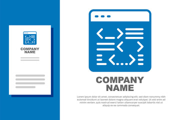 Blue Software, web developer programming code icon isolated on white background. Javascript computer script random parts of program code. Logo design template element. Vector