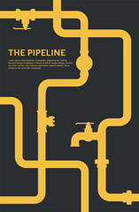 Pipeline concept. Oil flat vector design. Pipeline construction isolated on black