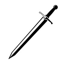 Knight Sword Icon Silhouette Isolated On White Background