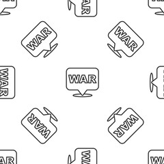 Sticker - Grey line The word war icon isolated seamless pattern on white background. International military conflict. Army. Armament. Nuclear weapon. Template for text. Vector