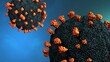 Coronavirus - Microscopic view of infectious SARS-CoV-2 omicron virus cells. Virus detail with spike proteins. 3D rendering