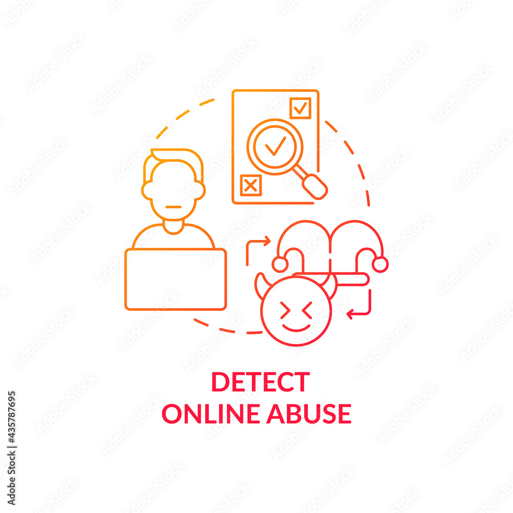 Detecting online abuse concept icon. Cyberharassment activities on ...