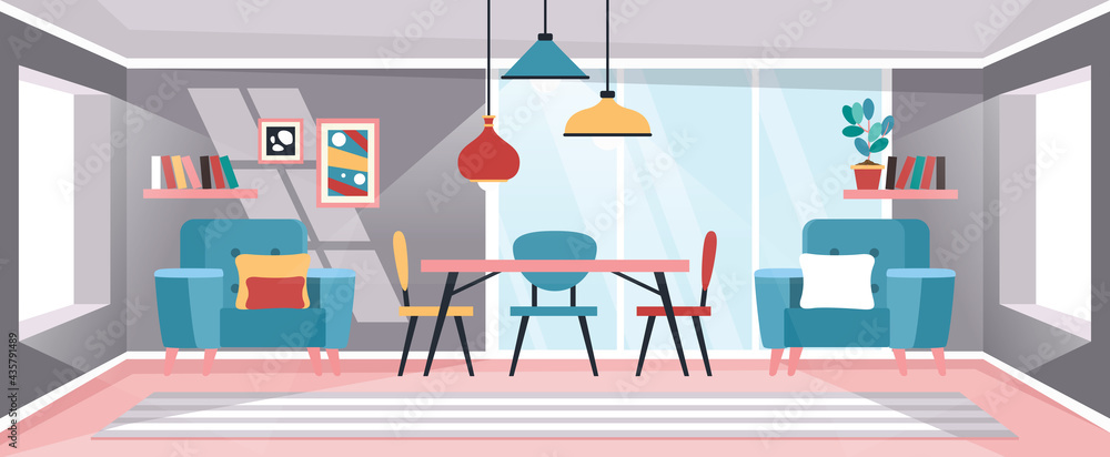 Interior Design Concept With Flat Furnitures Stock Vector | Adobe Stock