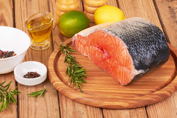 Poster - Salmon steak on board