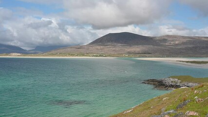 Wall Mural - 4k real time clip of view to Luskentyre and Harris mountains from Seilebost viewpoint