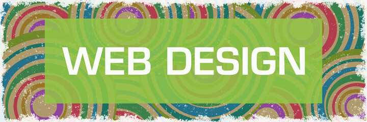 Web Design Colorful Circles Rings Vintage Horizontal Box Text 
