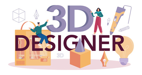 Wall Mural - designer 3d typographic header. digital drawing with electronic tools