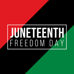 Juneteenth Freedom Day - Juneteenth Banner Template with Typography on Pan-African Flag Background. Square Banner Template Good for Juneteenth Social Media Post 