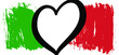 Italy flag with love heart logo. For Europe, eurovision. Music festival song, contest. Flat vector pictogram. Winnar 2021.