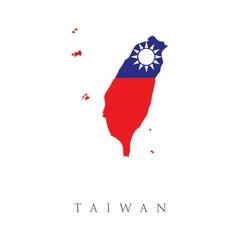 taiwan country flag inside map contour design. outline of chinese taipei, the taiwan flag red field 