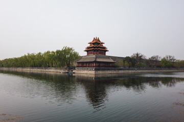 Wall Mural - Corner tower of the Forbidden City in Beijing, China