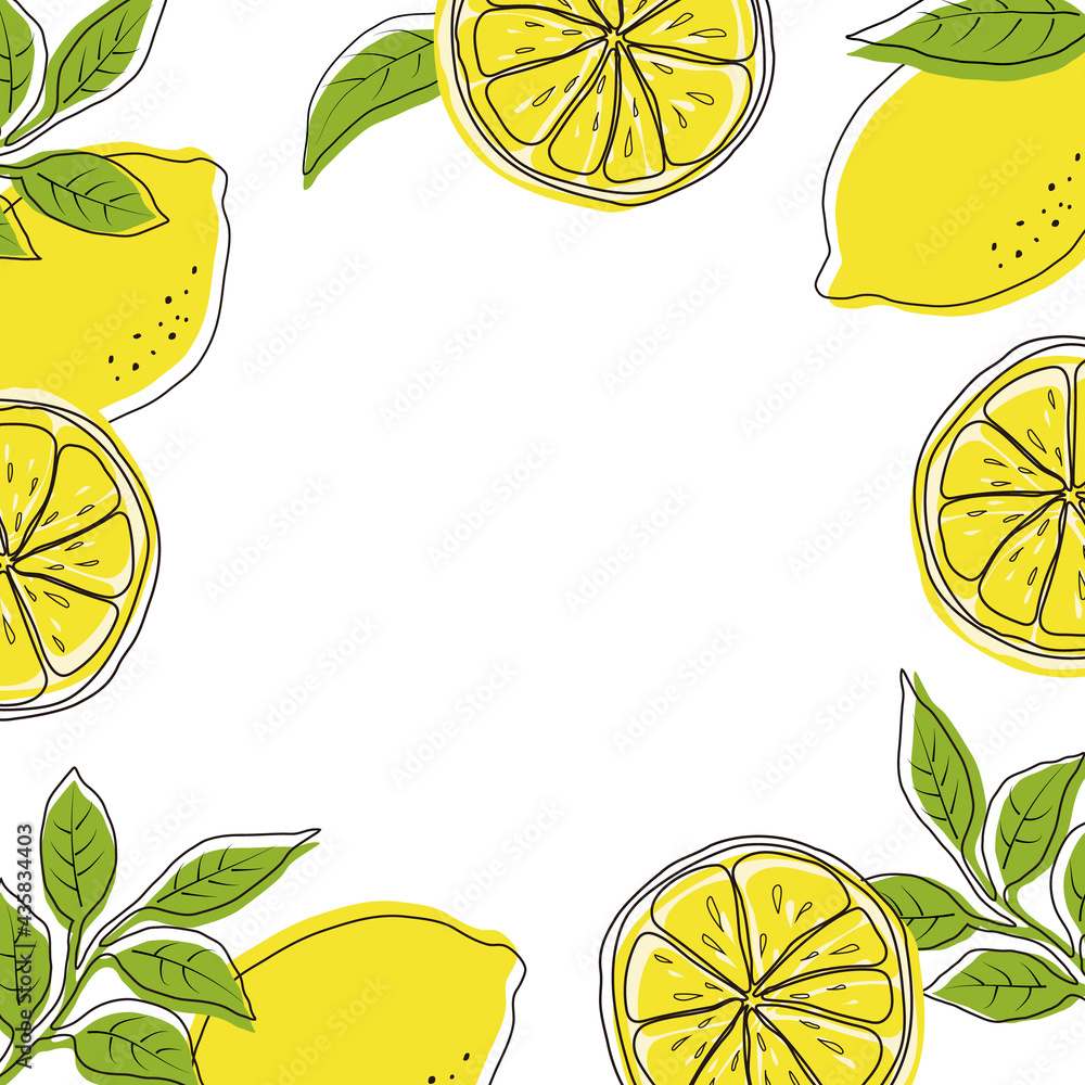 vector illustrations of lemons and leaves for banners, cards, flyers ...
