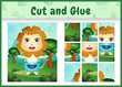 © riko_design - Children board game cut and glue with a cute lion using pants