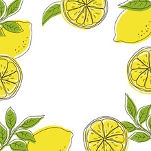 Vector Illustrations Of Lemons And Leaves For Banners, Cards, Flyers, Social Media Wallpapers, Etc.