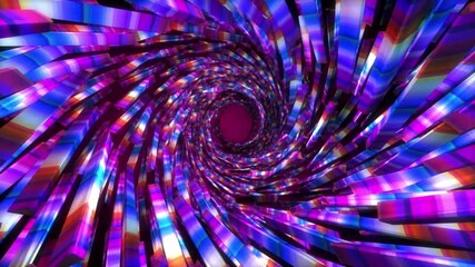 Wall Mural - Abstract background 3D shiny spiral and concentric shapes moving, fluctuating and glittering in a space