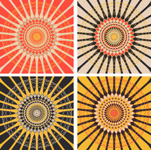 Esoteric Geometric Circular Backgrounds In Orange Shades
