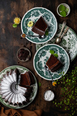 Wall Mural - fresh homemade chocolate cake with dark beer