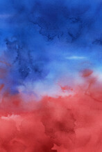Red And Blue Watercolor Ombre Background, 4th Of July Digital Paper