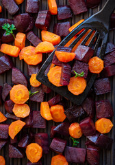 Wall Mural - Cooked beets and carrots, healthy vegetarian dish