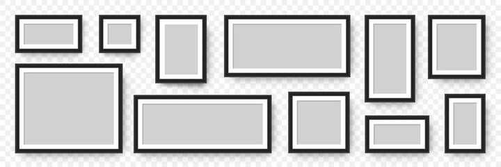 Wall Mural - photo frame collection. polaroid photo frame set. set realistic empty frames on transparent backgrou