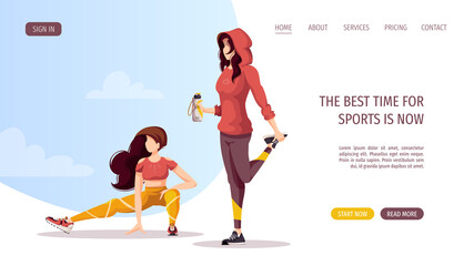 Wall Mural - Women doing fitness training. Sport, Workout, Healthy lifestyle, Gym, Fitness, Training concept. Vector illustration for poster, banner, advertising, website.