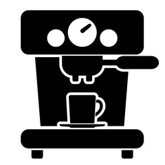 Poster - Simple black coffee machine, drink maker vector icon isolated on white background