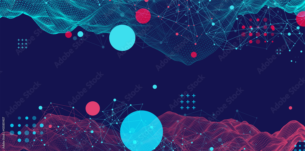 Modern science or technology abstract background. Cyberspace surface illustration. Vector. - obrazy, fototapety, plakaty 
