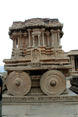 Sticker - Famous stone chariot at Vijaya Vittala temple in Hampi, Karnataka, India, Asia