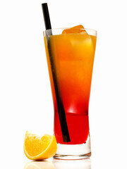 Wall Mural - Campari Orange Cocktail on white Background - Isolated