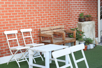 table and chairs in a garden