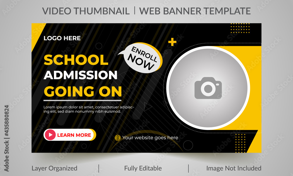 Kids school education admission customizable video thumbnail and web ...