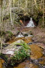 Poster - Beautiful Zartapu waterfall in Slitere, Latvia.