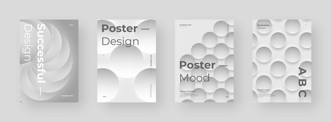 abstract set placards, posters, flyers, banner designs. colorful illustration. 3d geometric shapes. 