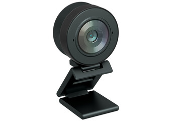 Wall Mural - Web camera on stand for online video chat and conference on white background