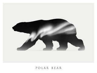 Sticker - bear silhouette. abstract animal shape. night starry sky
