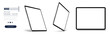 © ZinetroN - Tablet frame less blank screen, rotated position. Tablet from different angles. Mockup generic device set. . UI/UX Template for infographics or presentation 3D realistic graphics tablet.