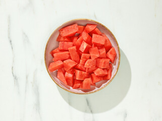 Sticker - bowl of watermelon pieces