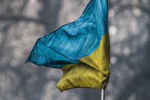 The Ukrainian Flag Is Unfurled On The Street Where The Struggle For Freedom Is Taking Place