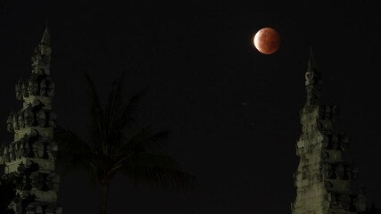 Wall Mural - Total Lunar Eclipse Super Blood Moon  Time Lapse - a Super Celestial Event May 26, 2021 Taken from Bali, Indonesia